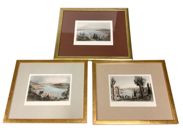 Steel Engravings (3) "The Beauties of the Bosporus" Engraving measures 7" x 5"; frame measures 13.5"