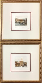 Pair of Prints of Florence Italy Prints measure 4" x 3"; frames measure 14" x 13".