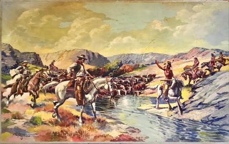Original Painting of Cowboys and Indians
