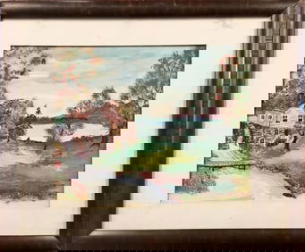 Watermill Painting Painting measures 10" x 8"; frame measures 15" x 12.25".