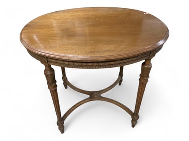 Mahogany Oval Parlor Table Ornately Carved 30 1/2" H x 35" L x 28" W