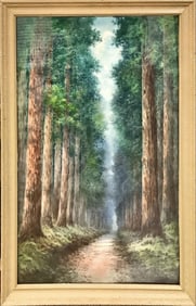 Original Watercolor Painting of a Path through Trees Measures 30.5" x 43.25".