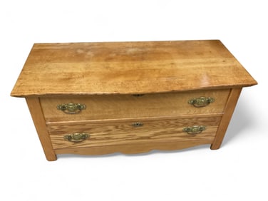 Oak Lowboy 2 Drawer Chest 22" H x 45" W x 21" D