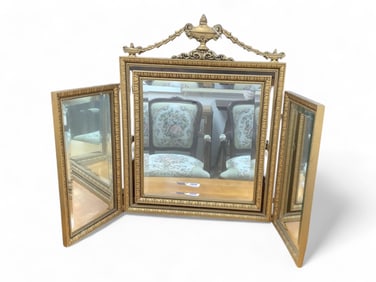 Vintage Triptych Beveled Mirror 30 x 45 in. (76.2 x 114.3 cm.)