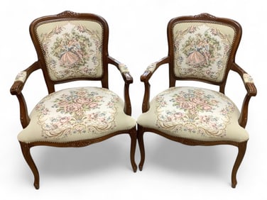 (2) Needlepoint Arm Chairs
