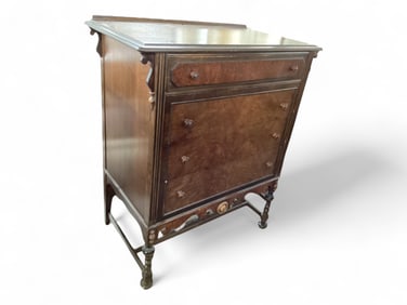 Mahogany Berkey & Gay 5 Drawer Dresser with Burl Accent, Vanity & Bed 44 1/2" H x 38 1/2" W x 21" D