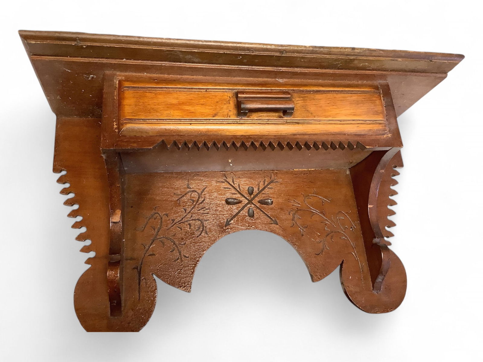 Wooden Clock Shelf with Drawer Approximately 24" wide (1 of 3)