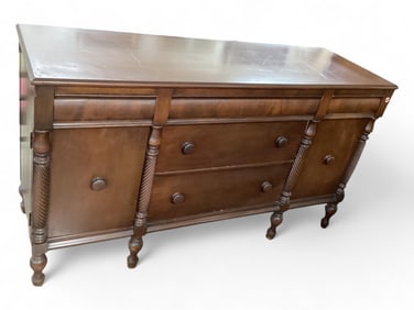Berkey & Gay Mahogany American Empire Buffet with Rope Turned Columns 37 1/2" H x 66" L x 22" D