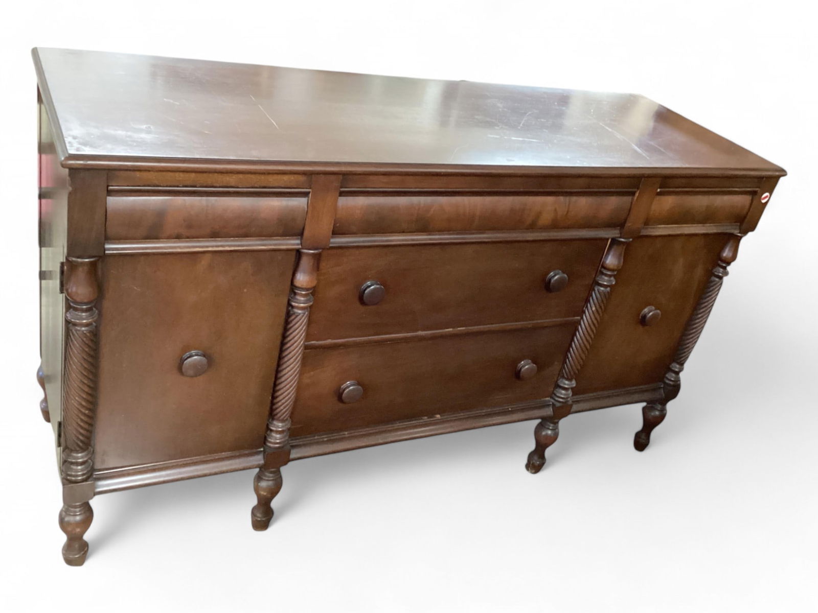 Berkey & Gay Mahogany American Empire Buffet with Rope Turned Columns 37 1/2" H x 66" L x 22" D (1 of 2)