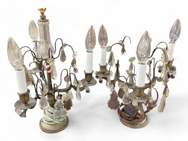 Pair of Electric Table Lamps with Prisms 15 1/2" H x