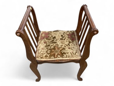 Victorian Oak Bench with Arms 30 1/2" H to top of arms 17 1/2" D 24" W