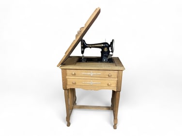 Free-Westinghouse Electric Sewing Machine in Oak Cabinet