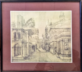 Posterazzi Roman Perspective Poster Print by Baldassare Peruzzi Image measures 13.25" x 11.25";