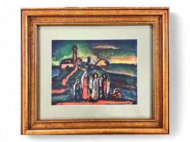 George Rouault's Sunset Print measures 11.5" x 8.75"; frame measures 19.5" x 16.75".