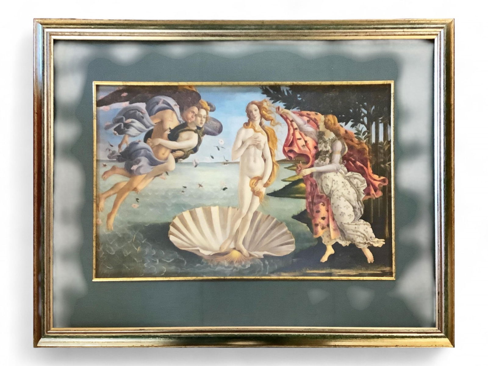 The Birth of Venus by Sandro Botticelli Image measures 16.5" x 10.25"; frame measures 23" x 17.5": The Birth of Venus by Sandro BotticelliA famous image beautifully framed.Image measures 16.5" x 10.25"; frame measures 23" x 17.5"