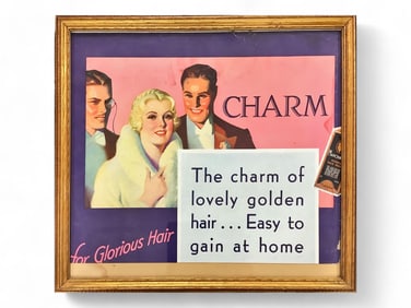 Framed Advertisement for "the charm of lovely golden hair"