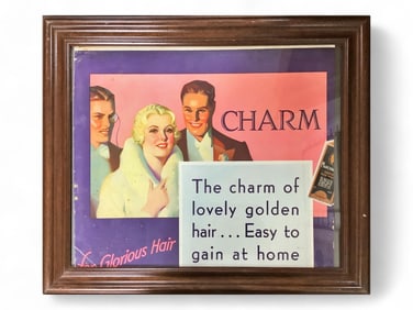 Framed Advertisement for "the charm of lovely golden hair"