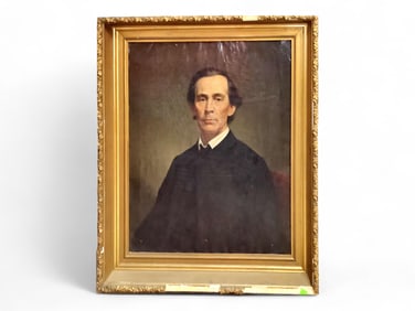 Framed Portrait Painting measures 25" x 30"; frame measures 32" x 36.75".