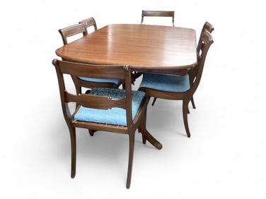 Dunkin' Phyfe Mahogany Dining Table with 6 Chairs 30" H x 62" L x 43" D