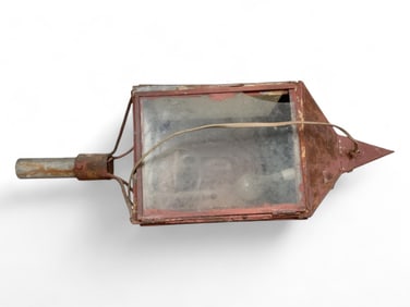 Early Glass & Metal Post Street Lamp 41" H x 13" x 13"