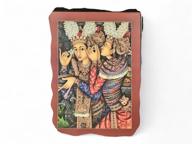 Signed Bali Painting Measures 21" x 27"