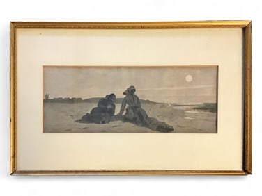 Winslow Homer's "Flirting on the Sea Shore" Image measures 13" x 5"; frame measures 18" x 11.25".