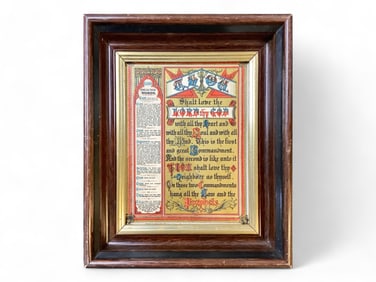 Framed Illuminated Ten Commandments Image measures 7.5" x 9.75"; frame measures 12" x 13.75".