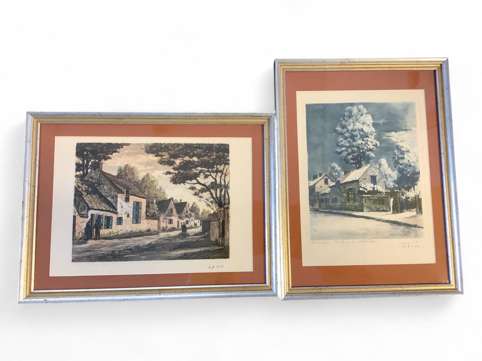 Pair of Signed Prints of Village Cottages Prints measure 10" x 7.5" and 7.75" x 9.25"; frames (1 of 5)