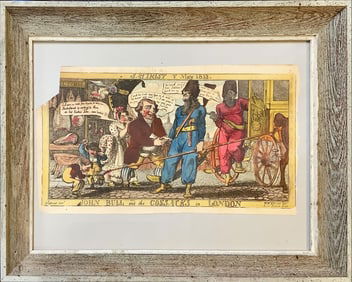 Framed Illustration from The Satirist, dated 1813 Image measures 14" x 7.25"; frame measures 18.75"