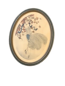 Oval Picture of Woman Measures 13.5" x 17.5".
