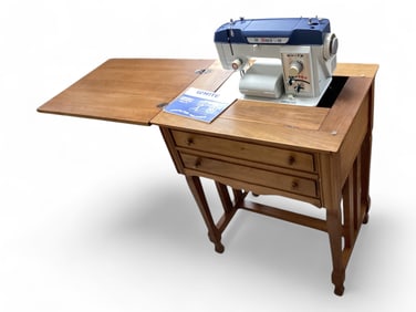 White Sewing Machine # 976 in Cabinet