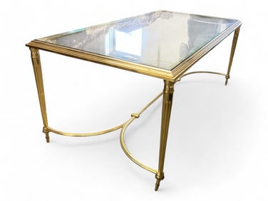 Brass & Glass Coffee Table 17 x 21 3/4 x 41 1/2 in. (43.2 x 55.2 x 105.4 cm.)