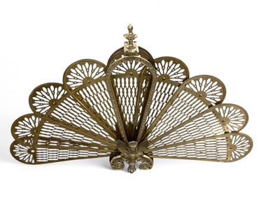 Brass Fan Fireplace Screen 25" H x 36" W open