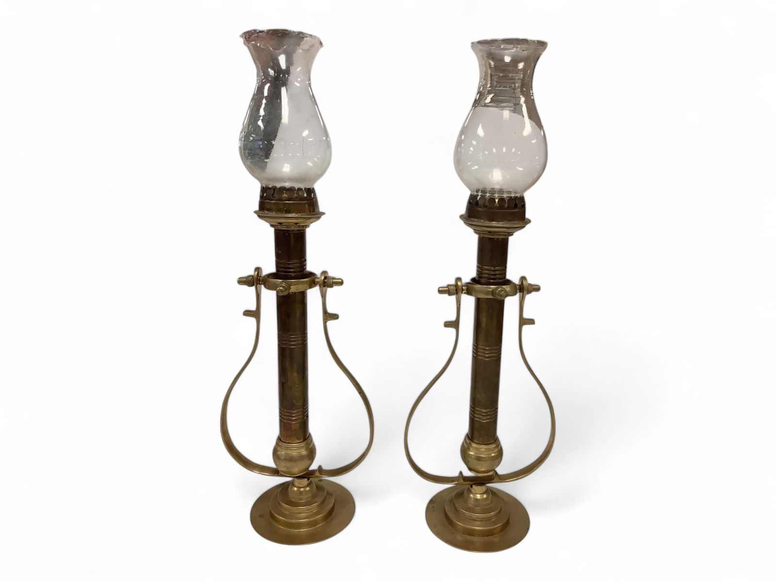 Pair of Nautical Brass Oil Lamps Measures 18" tall. (1 of 3)
