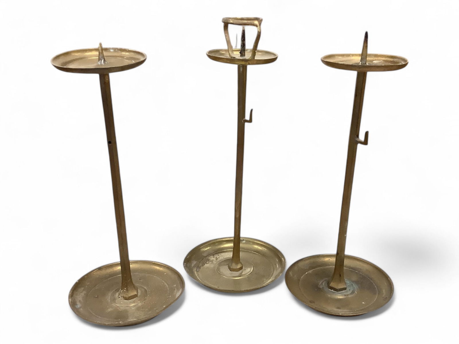 (3) Japanese Shokudai Bronze Candle Stands 12.75" tall (1 of 1)
