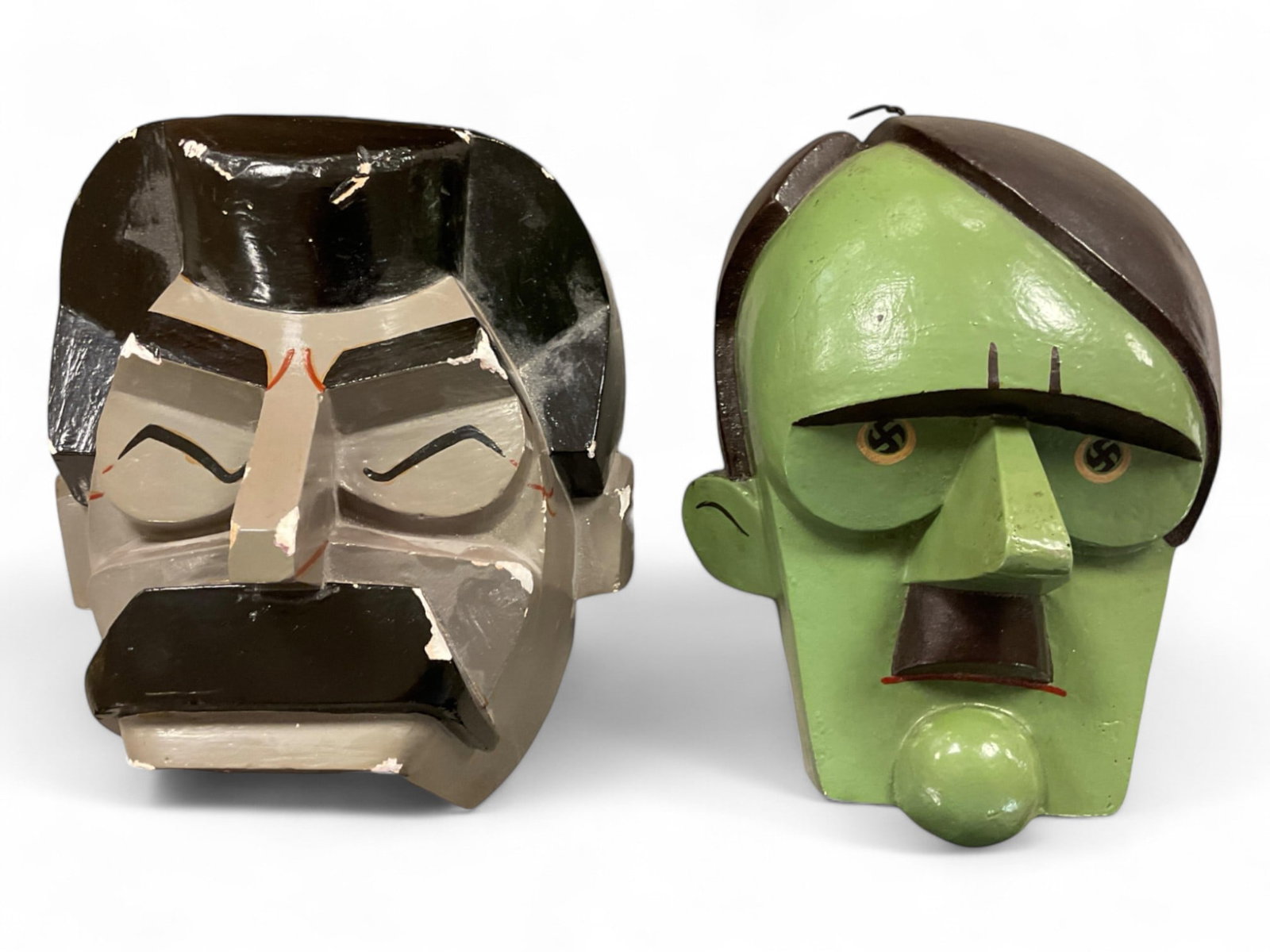 (2) George L. Roether Plaster Mask: (2) George L. Roether Plaster Mask JOSEF STALIN # 80- 18 34- 74, ADOLF HITLER # 1244 E 125.