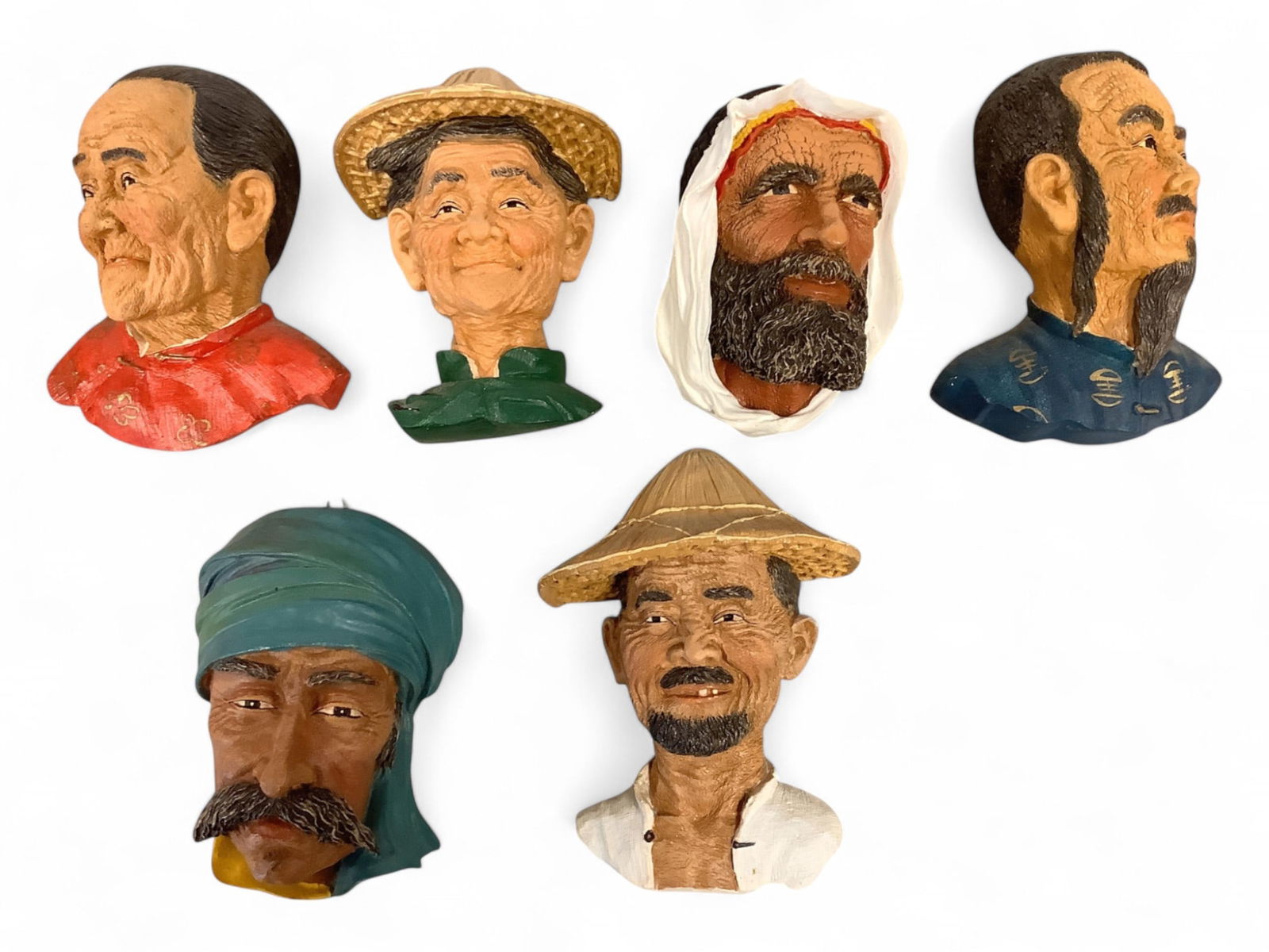 Vintage Bosson Chalkware Heads Height range 4.75" to 6" (1 of 2)