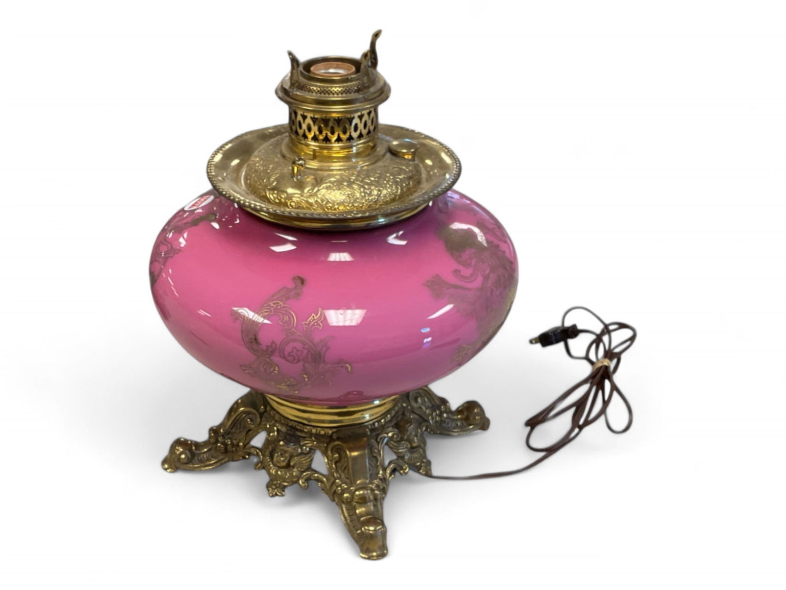 Brass Victorian Antique Electric Lamp Base (1 of 2)