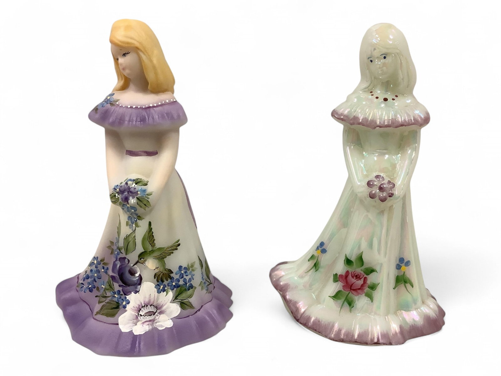 Two Fenton Glass Hand Painted Figurines, Bridesmaids 7"T (1 of 3)