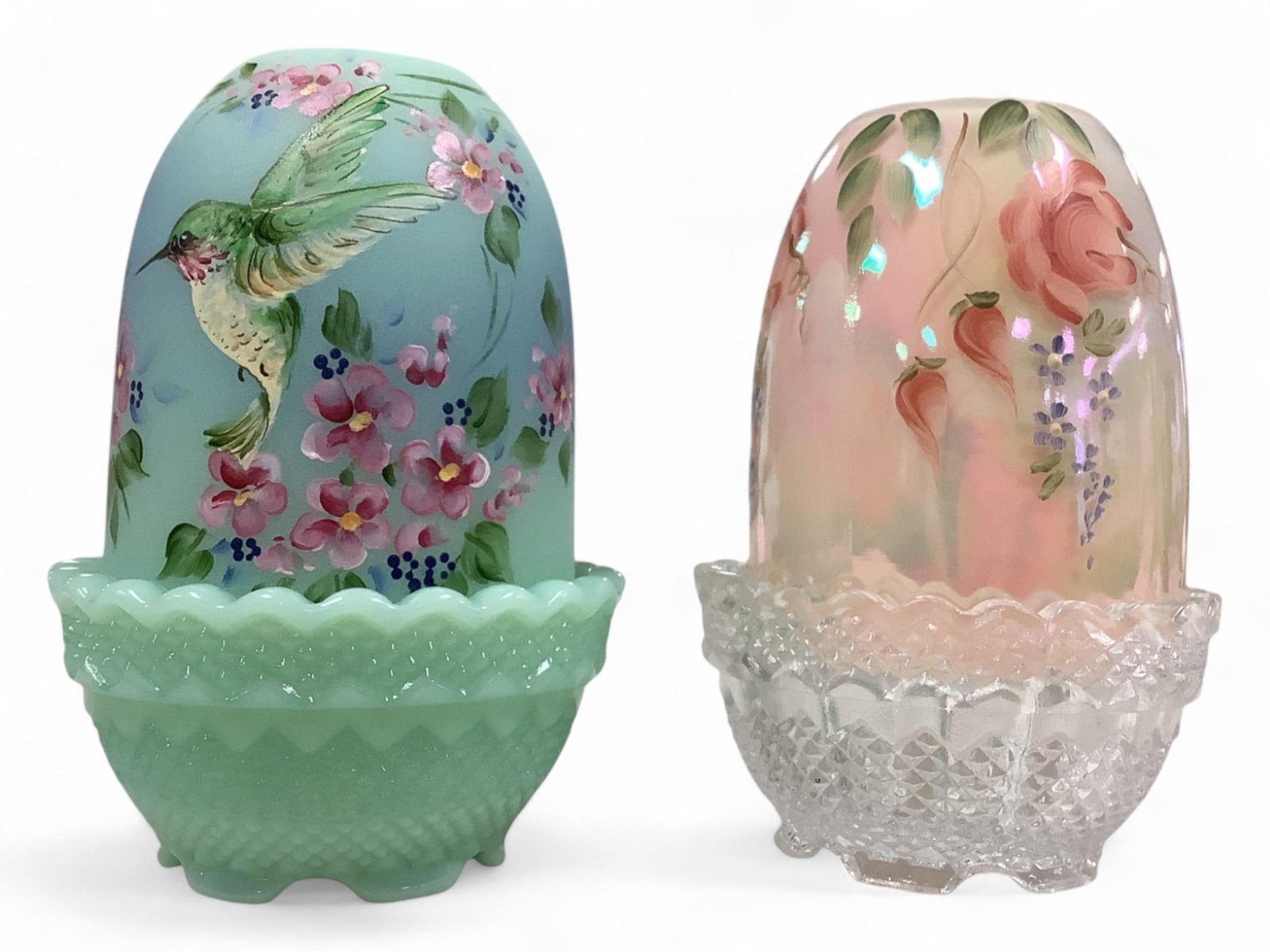 Fenton Favorites Fairy Lamps with Diamond Base Signed 6" tall (1 of 3)