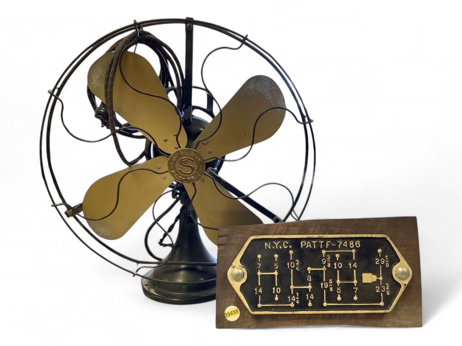 Antique Fan and NYC Railroad Air Brake Diagram: Antique Fan and NYC Railroad Air Brake DiagramAn antique Sprague electric fan measuring approximately 20.0"H. The fan has a nameplate on the front and a speed control on the bottom. It also has a feat