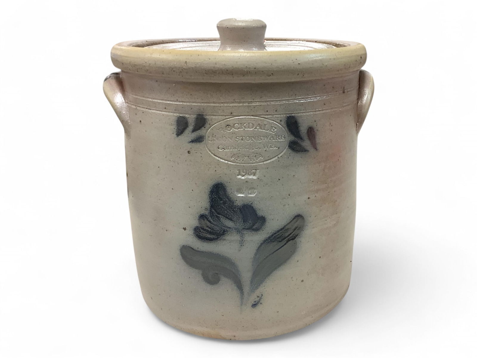 Lidded Rockdale Union Stoneware Crock (1 of 3)