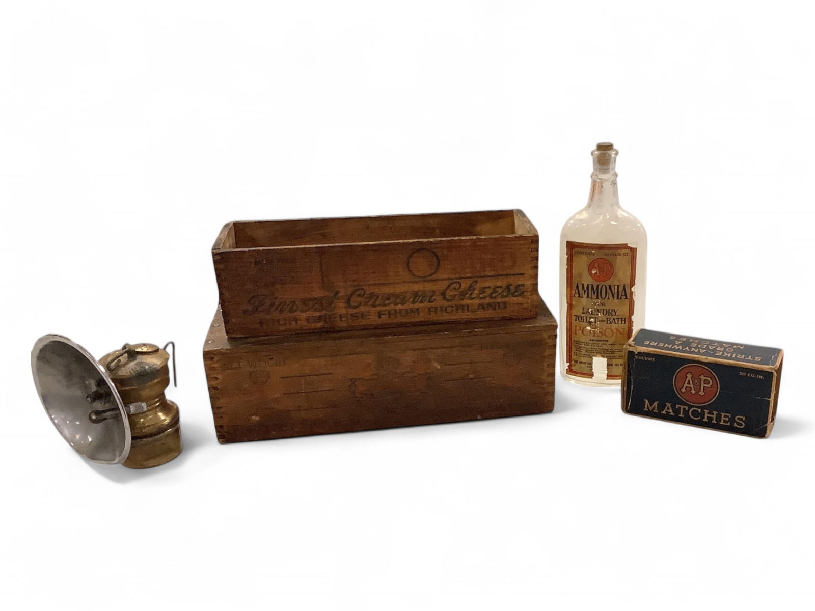 Vintage Wooden Cheese Boxes, Butterfly, Miners's Headlamp Plus More (1 of 4)