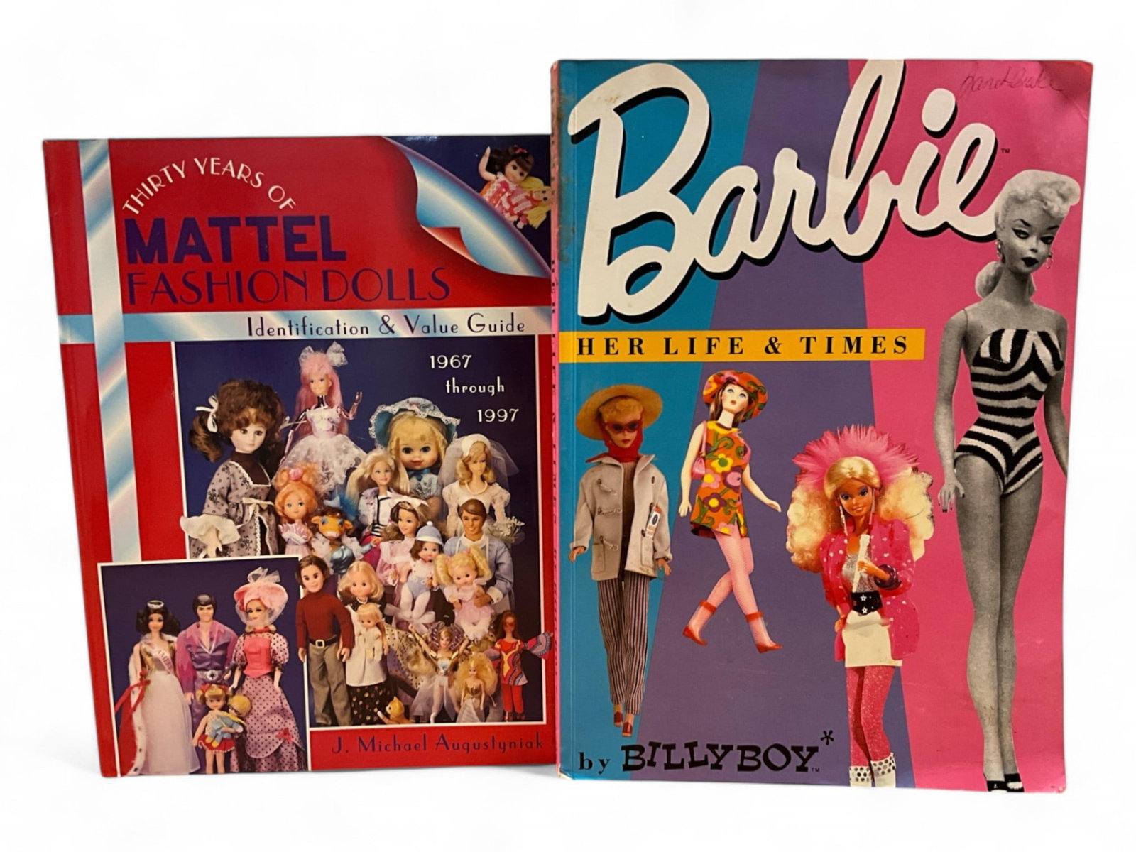 (2) Softcover Mattel and Barbie Books: (2) Softcover Mattel and Barbie Books Thirty Years of Mattel Fashion Dolls by J. Michael Augustyniak and Barbie, Her Life & Times by Billyboy Softcover Books