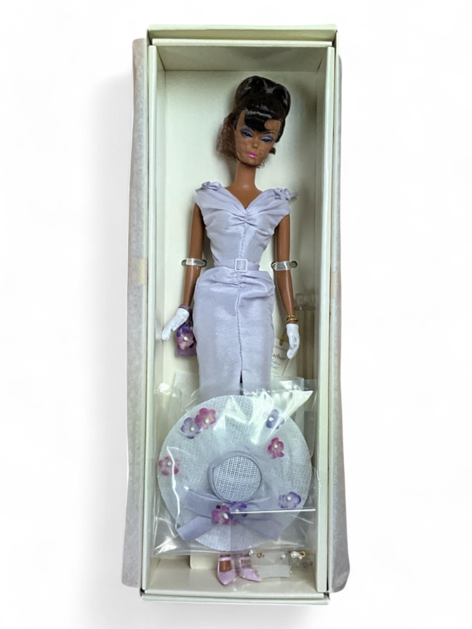 2003 Silkstone "Sunday Best" #2 AA Barbie Fashion Model, LE B2520: 2003 Silkstone "Sunday Best" #2 AA Barbie Fashion Model, LE B2520The second African-American doll in the BarbieÆ Fashion Model Collection, BarbieÆ doll looks lovely in a lilac shantung sheat