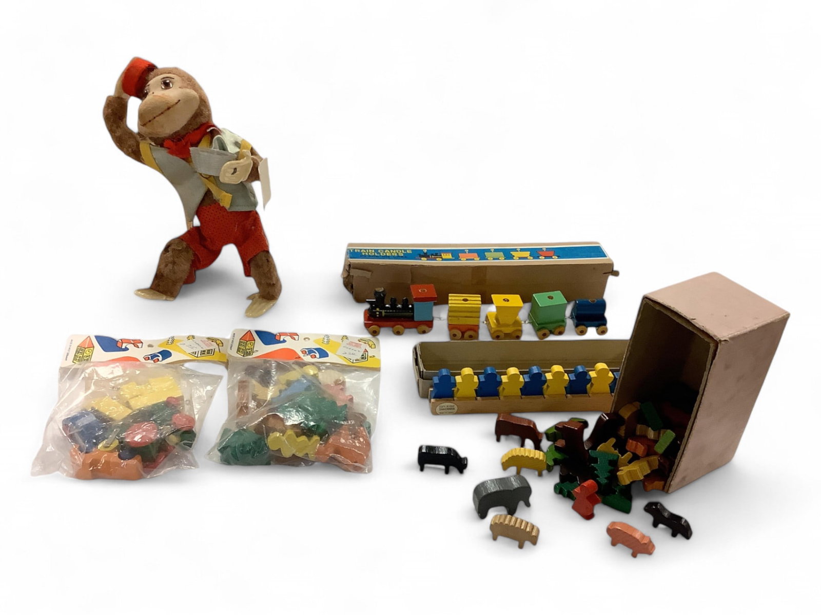 Tiny Wooden Toys and a Monkey: Tiny Wooden Toys and a Monkey