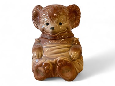 Vintage Brush Pottery Teddy Bear Cookie Jar 014J 10.5"T x 8"W