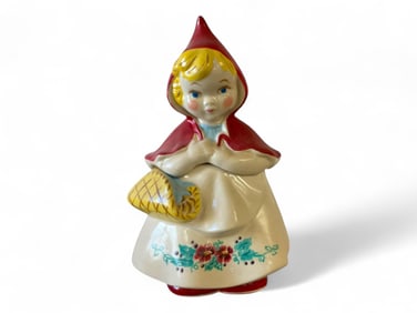 Vintage Hull Little Red Riding Hood Floral Ceramic Cookie Jar 13.5"T x 8.5"W