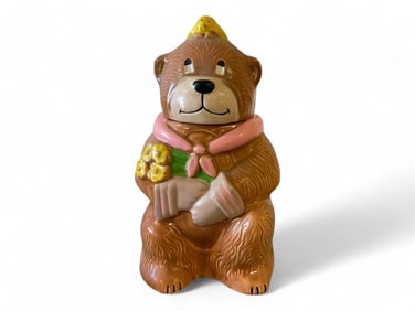 Vintage Nelson McCoy Teddy Bear and Friend Ceramic Cookie Jar Canister, numbered 154 12"T x 6.5"W
