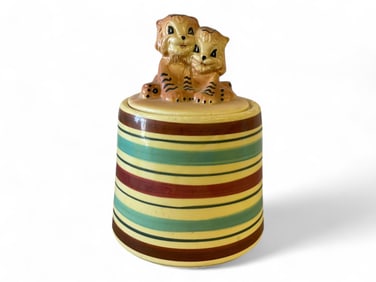 Vintage Cookie Jar, Robinson Ransbottom Pottery Tiger Cookie Jar, numbered 9.75"T x 6.75"W